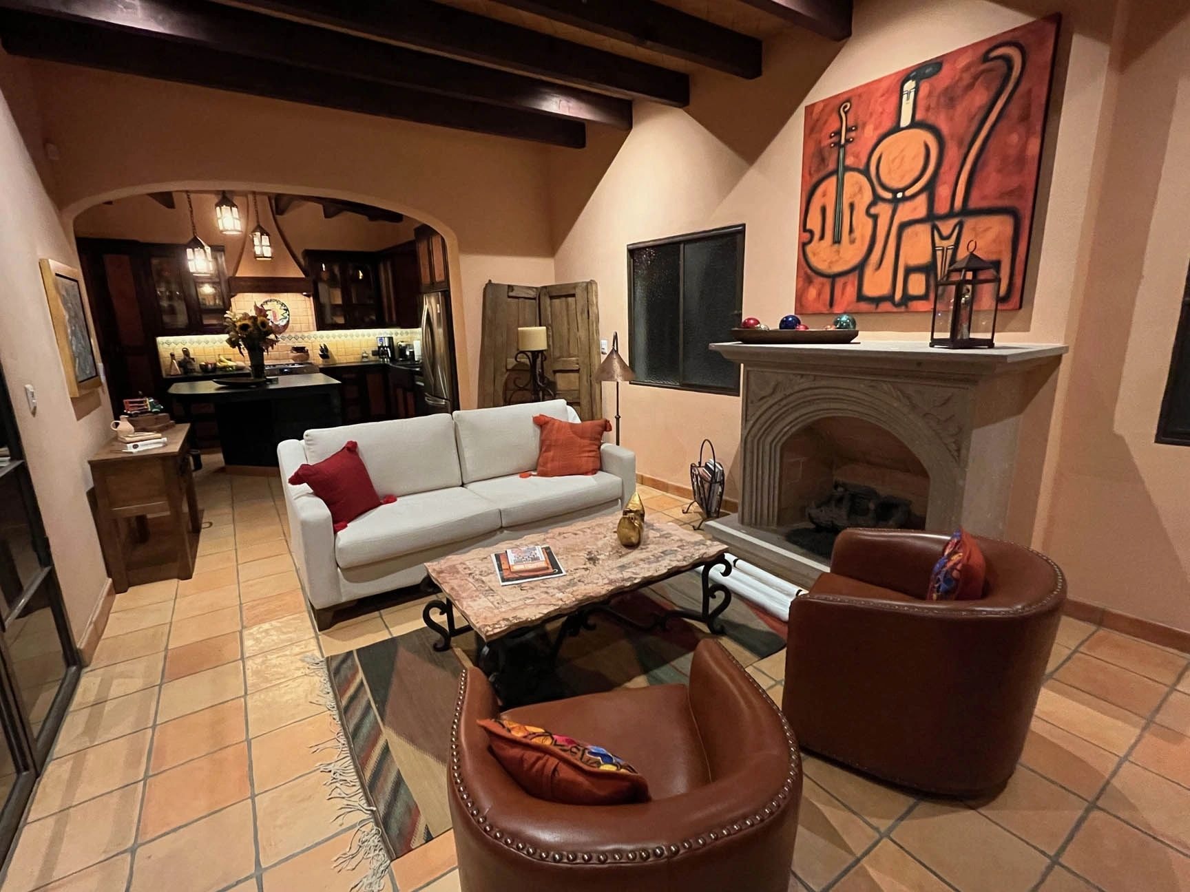 Living room with colonial fireplace